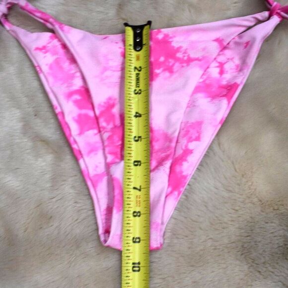 Zanful Pink Tie Dye Print Hot Pink Strappy Bikini Size Large - Picture 5 of 7